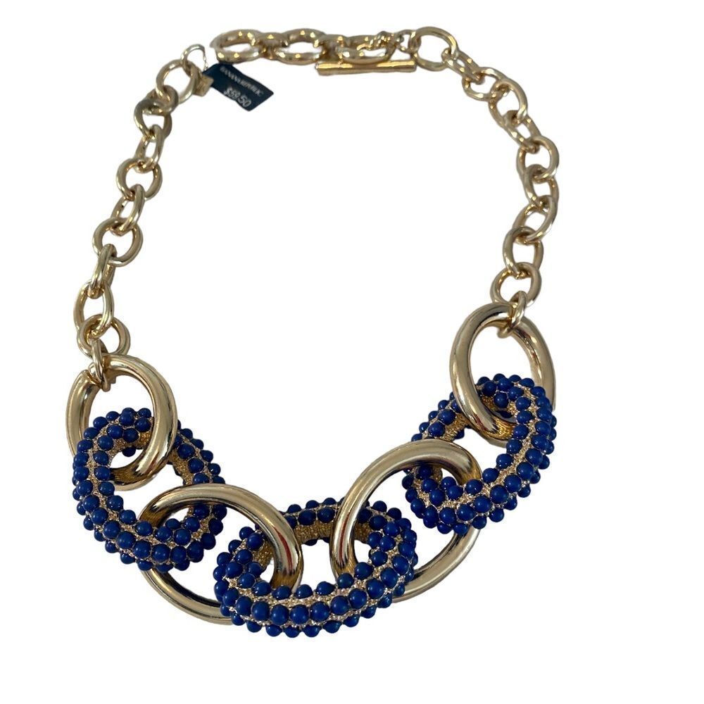Banana Republic Blue & Gold Oval Statement Necklace.  Gorgeous! - Picture 5 of 5